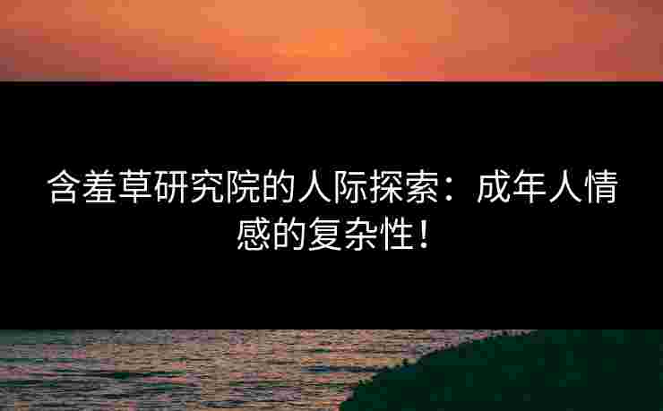 含羞草研究院的人际探索：成年人情感的复杂性！