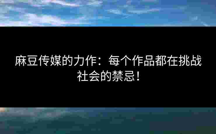 麻豆传媒的力作：每个作品都在挑战社会的禁忌！