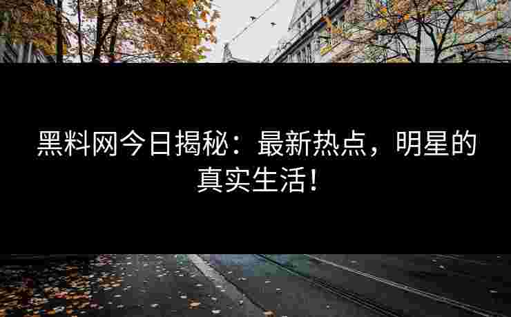 黑料网今日揭秘：最新热点，明星的真实生活！